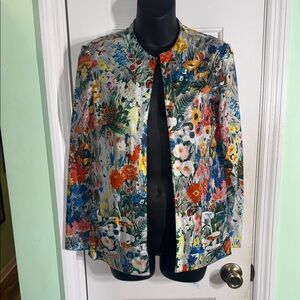 Yves Jennét Multicolor Vintage Open-Front Spring Flowers Mushroom Fairy Cardigan